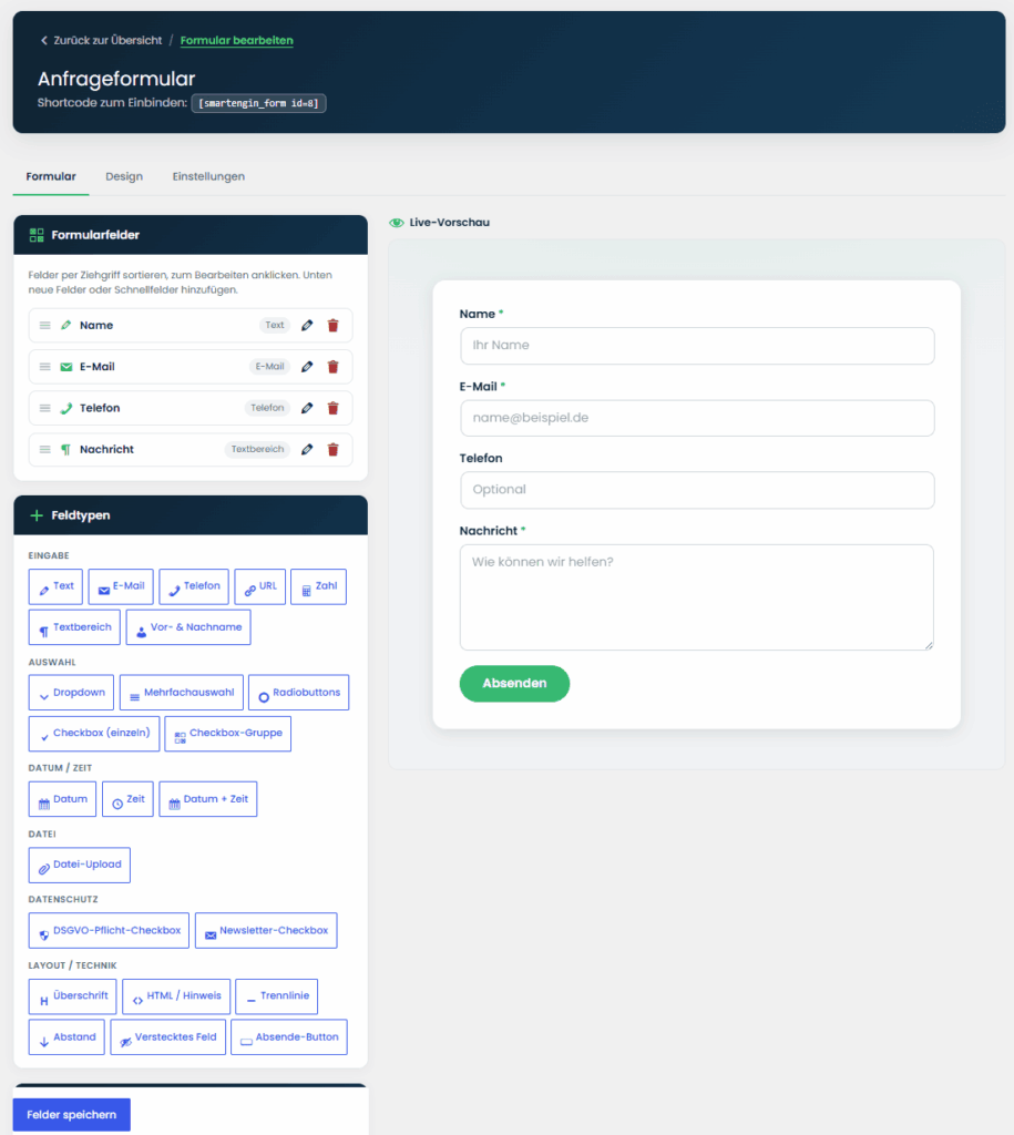 smartEngin-Formularfelder