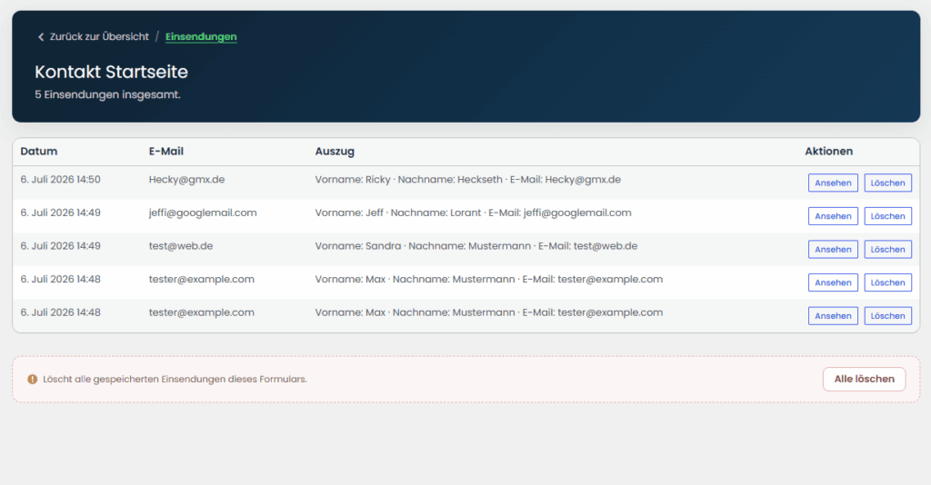 smartEngine-Kontaktaufzeichnungen