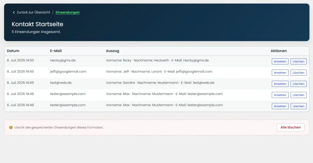 smartEngine-Kontaktaufzeichnungen